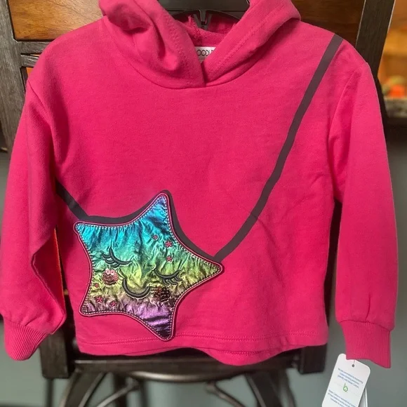 🆕 Flapadoodle hoodie with Iridescent Star Pocket Purse. Sizes 2. Adorable. 💝 - Picture 2 of 12